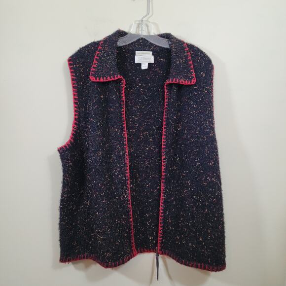Vintage CJ Banks full zip front confetti sweater vest woman's size 1X - Picture 7 of 7